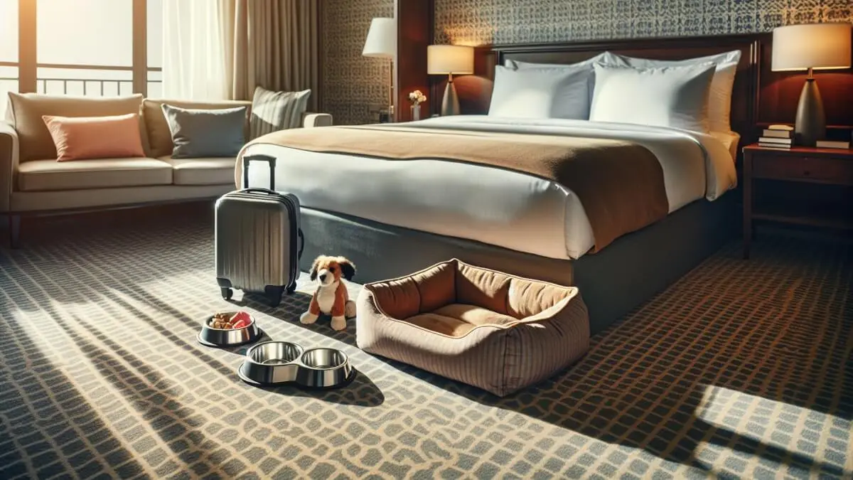 Att ta med sig hunden på hotell illustration