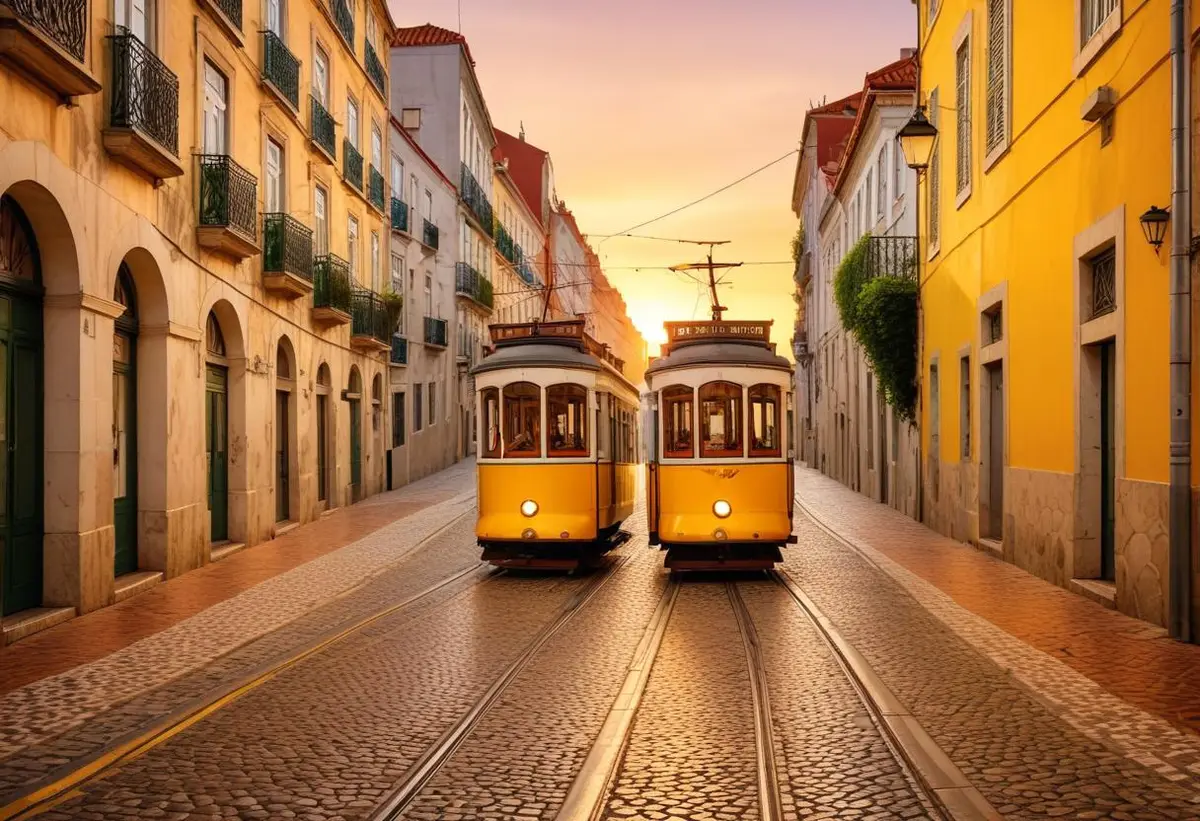 Resa som par i Lissabon, Portugal – romantiska äventyr illustration